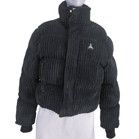 Manière De Voir Velvet Cropped Puffer Jacket Size 2 Black Luxe Parisian Chic EUC - Picture 13 of 13